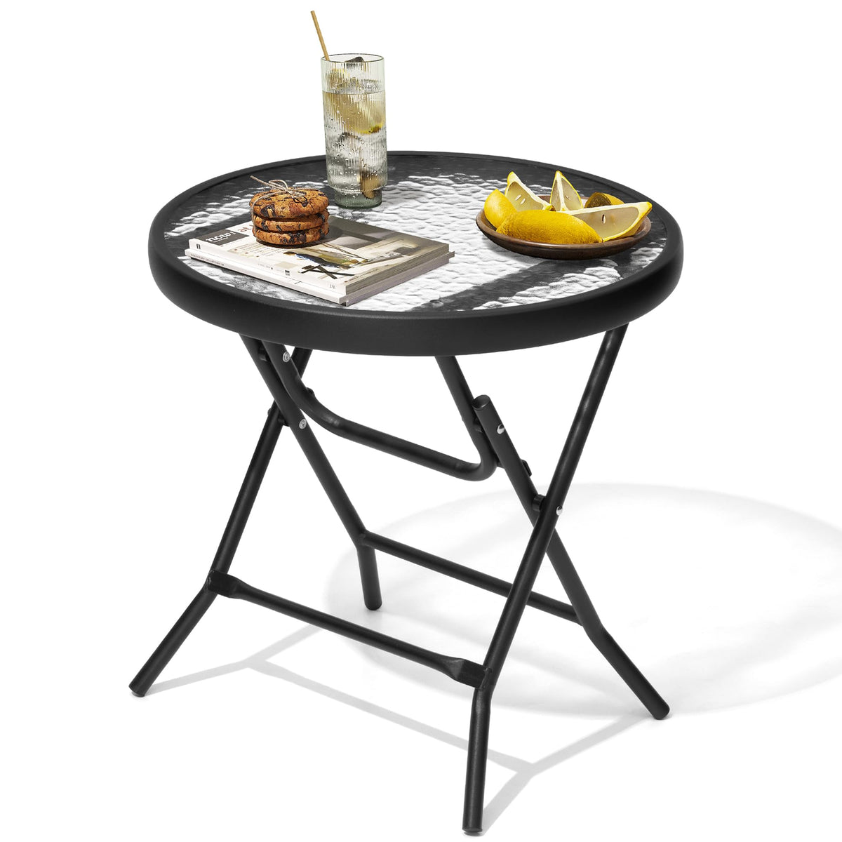 JOINHOM Outdoor Side Table folding design for compact storage and portable outdoor use.