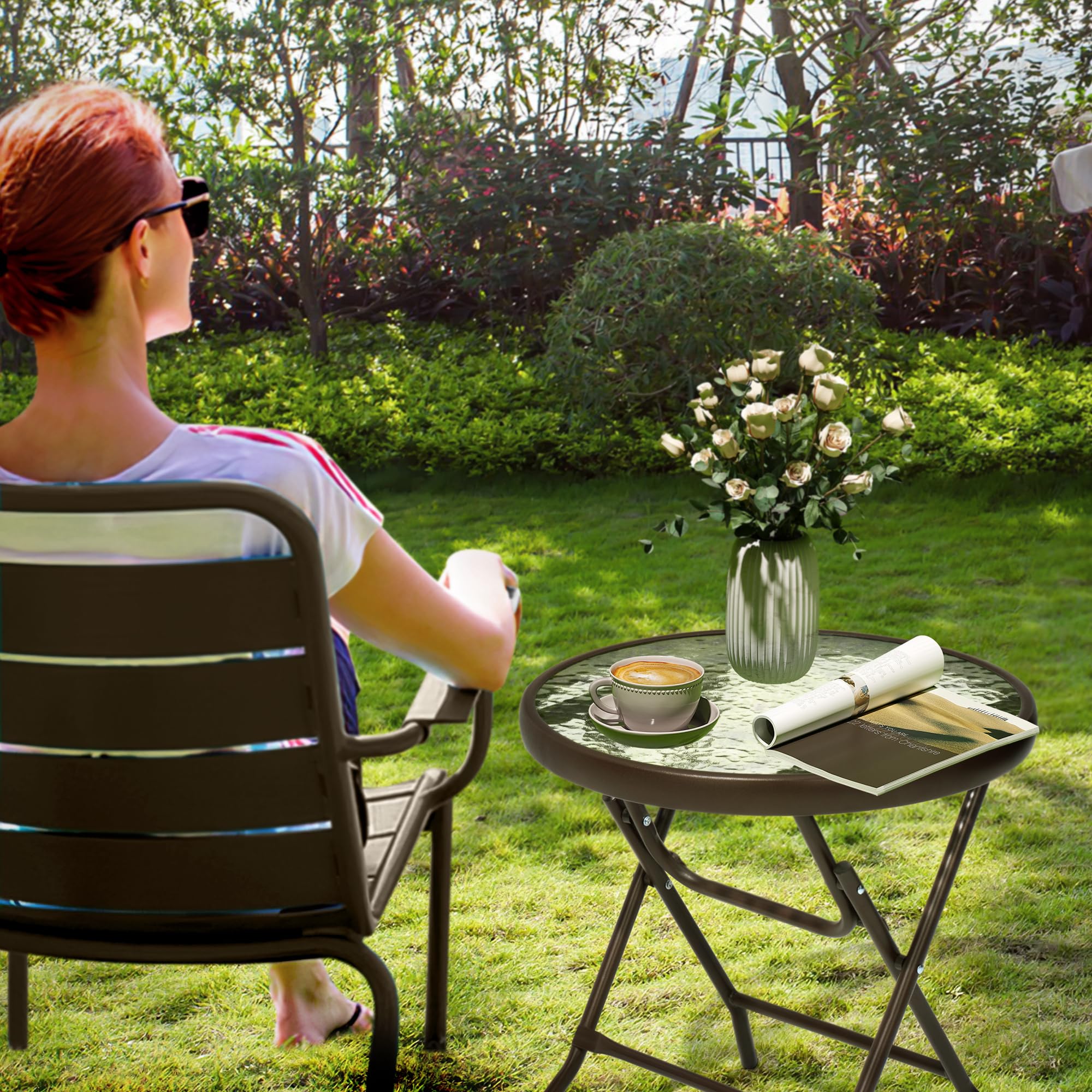 JOINHOM small round table 17.7-inch diameter for tight spaces.