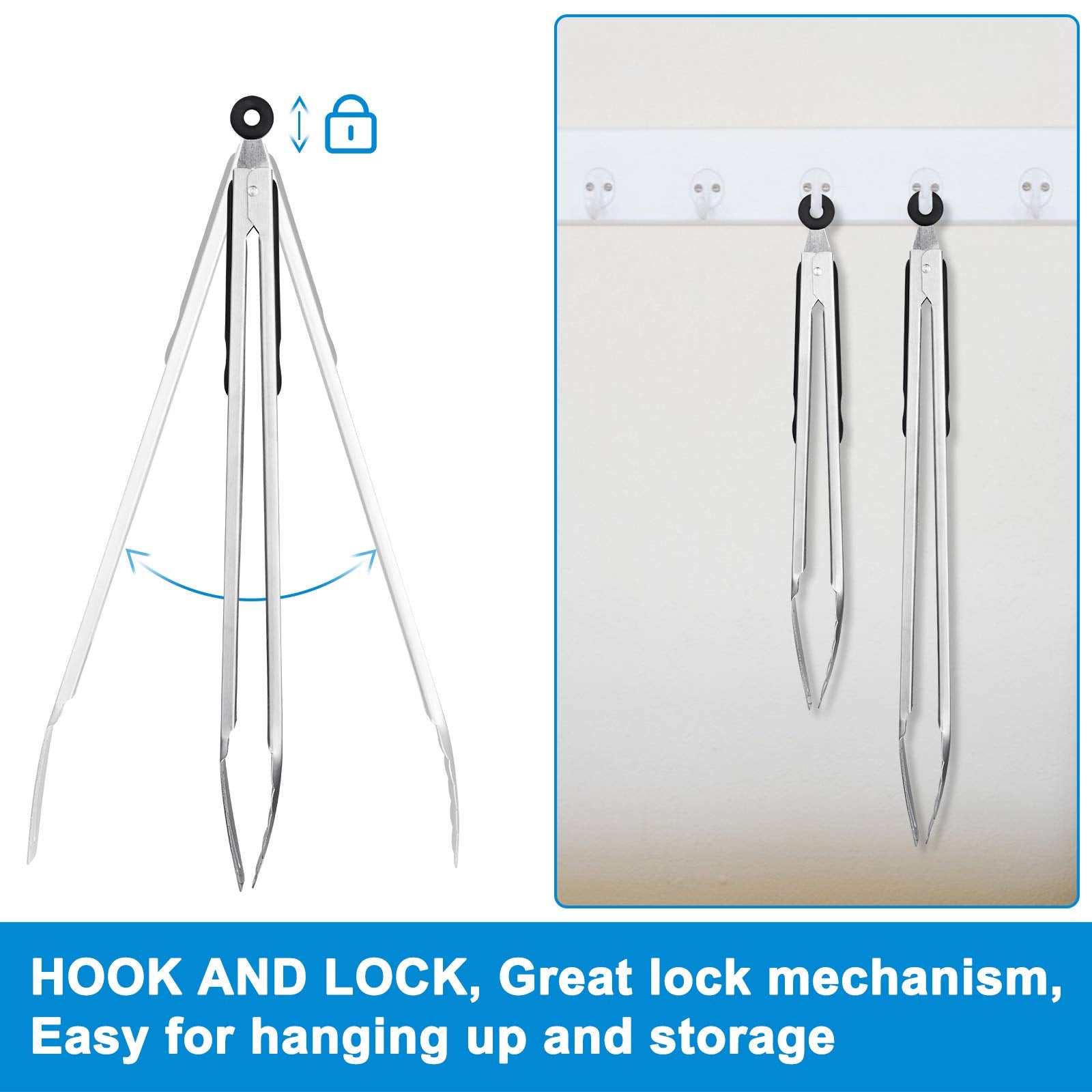 Joinkitch premium set of two tongs for versatile cooking