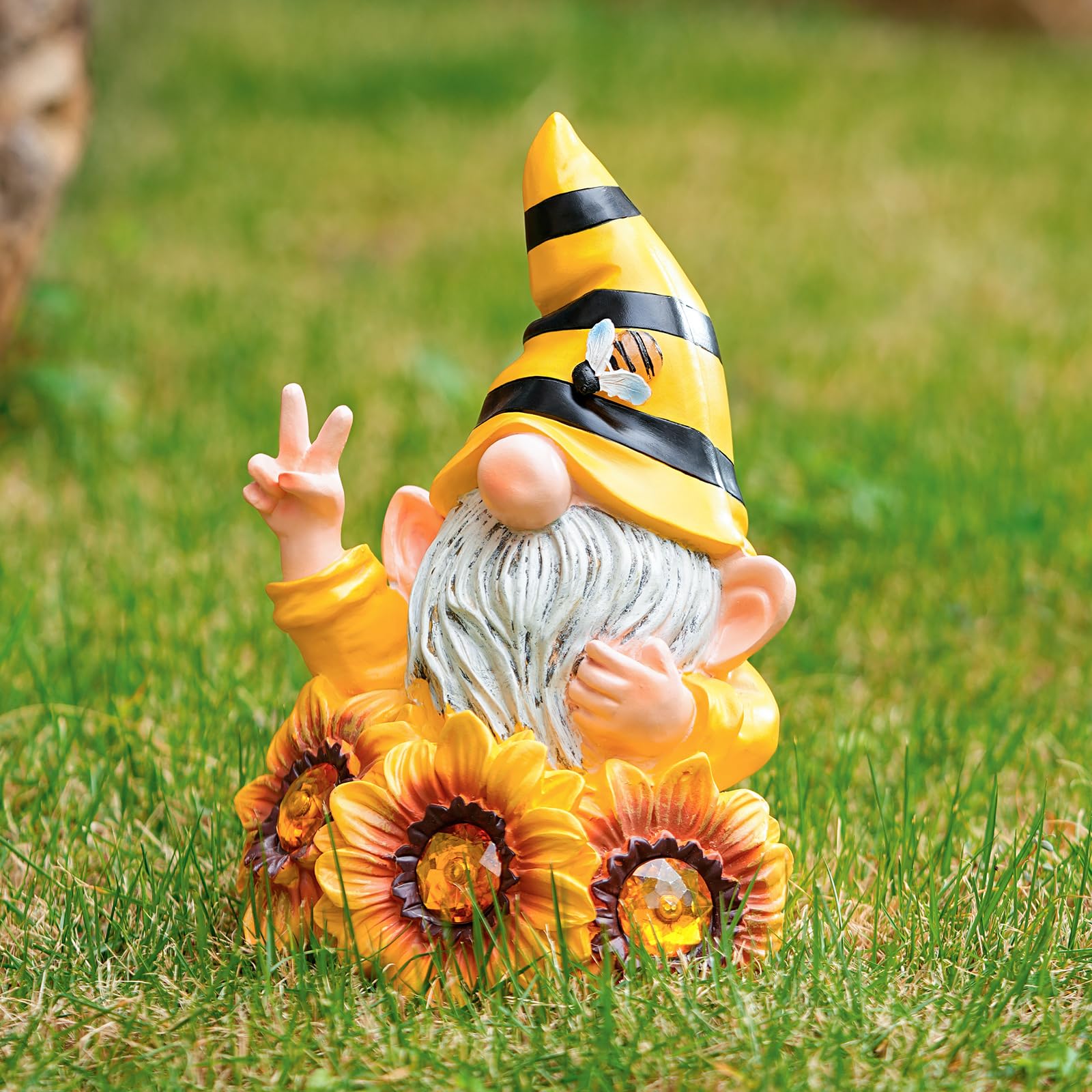 Joint Honglin bee gnome detail brings whimsy to garden beds
