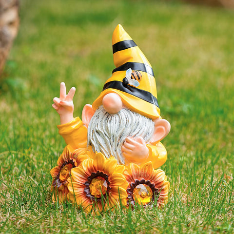 Joint Honglin bee gnome detail brings whimsy to garden beds