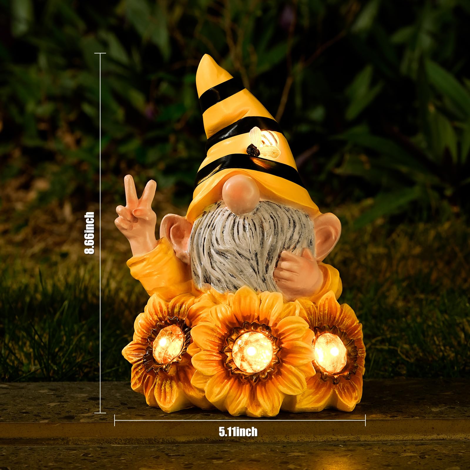 Joint Honglin front-view sunflower gnome welcomes guests to the porch