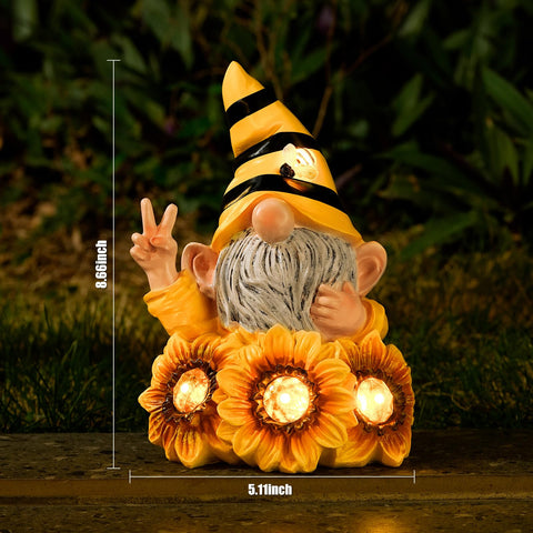 Joint Honglin front-view sunflower gnome welcomes guests to the porch