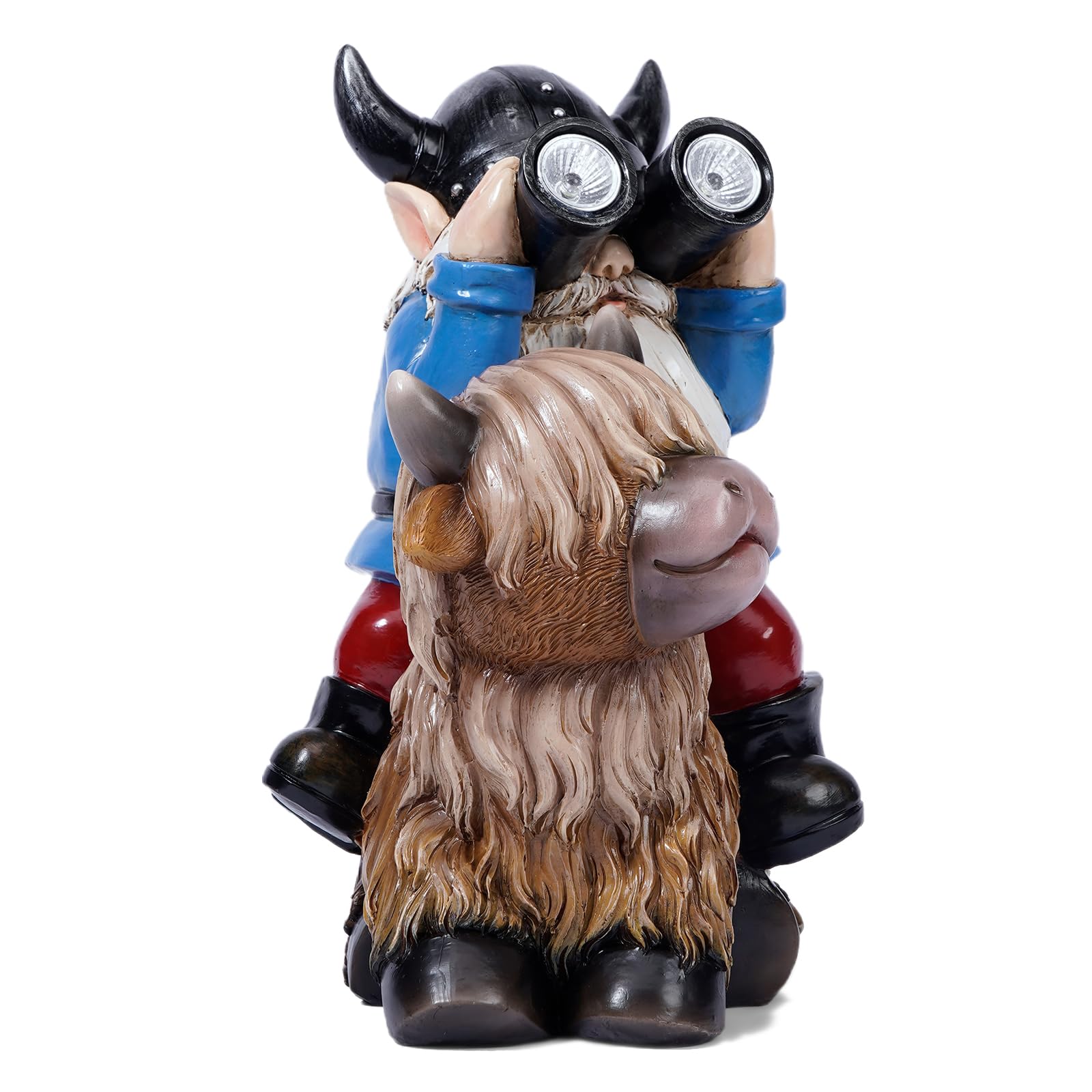 Joint Honglin garden gnome close-up on Highland cow detail