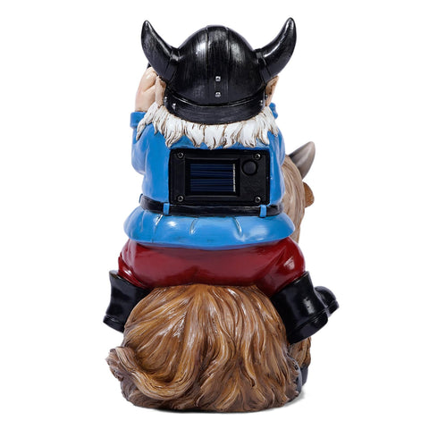 Joint Honglin hand-painted gnome on Highland cow details for garden accents