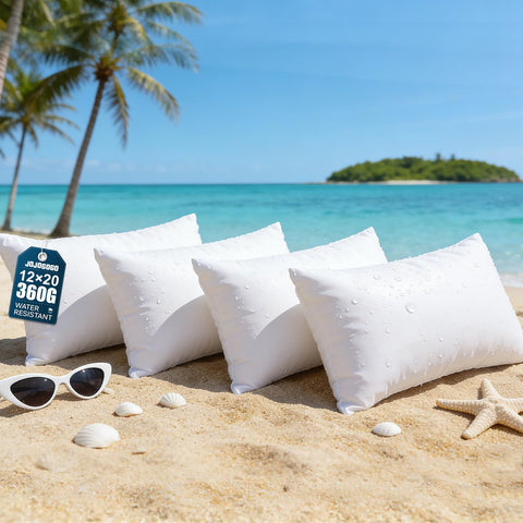 JOJOGOGO 12x20 outdoor lumbar pillow insert provides waterproof protection for patio furniture.