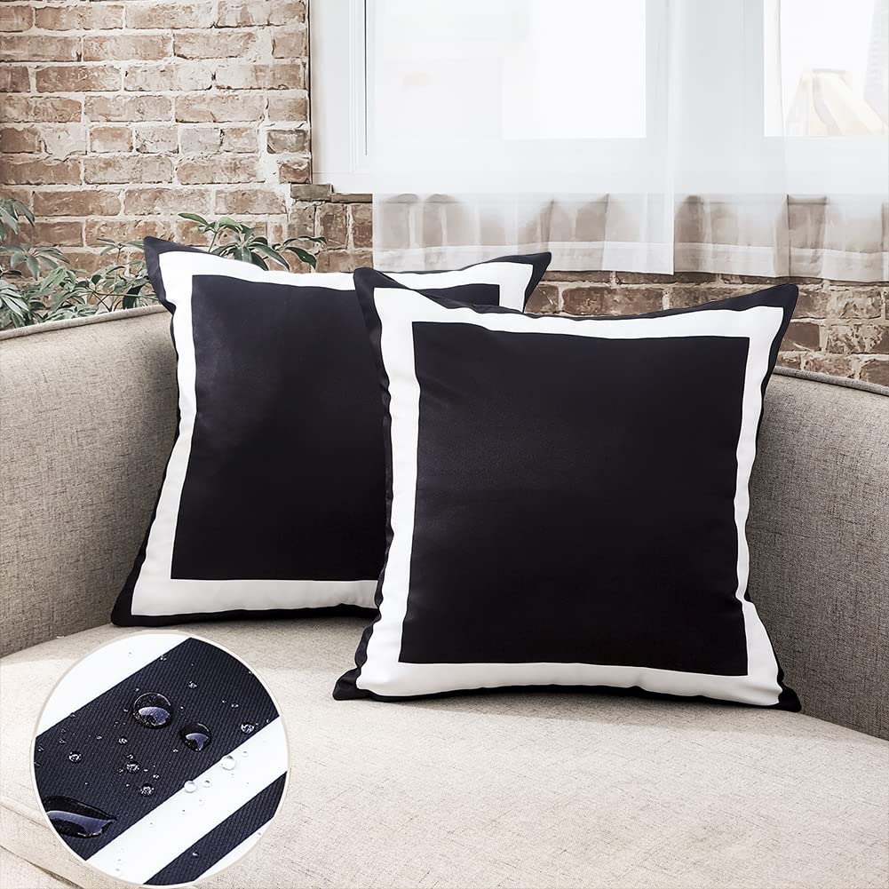 JOJOGOGO outdoor pillow cover with black white pattern for porch decor.