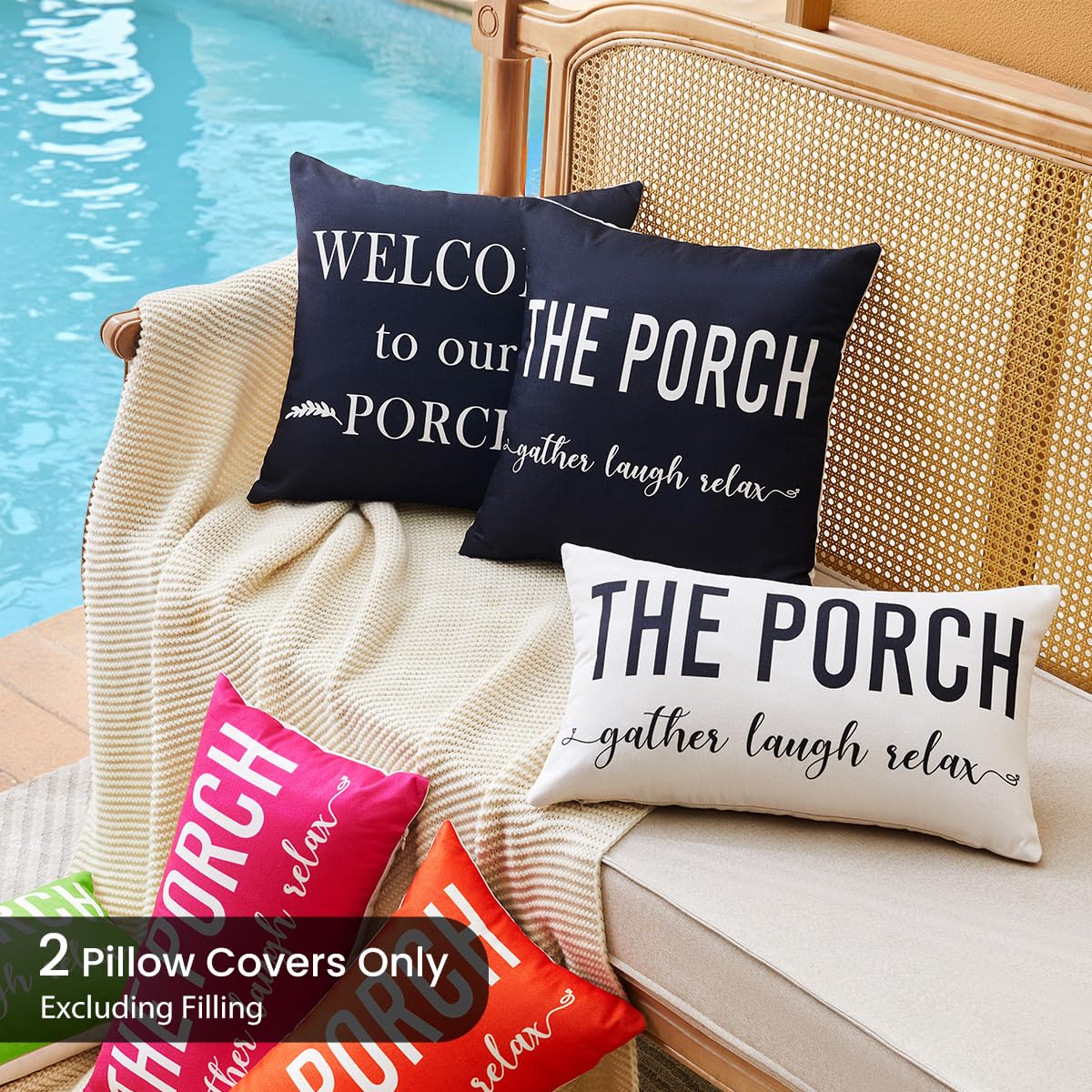 JOJOGOGO pattern-on-one-side porch pillow emphasizes vibrant visuals on your front porch