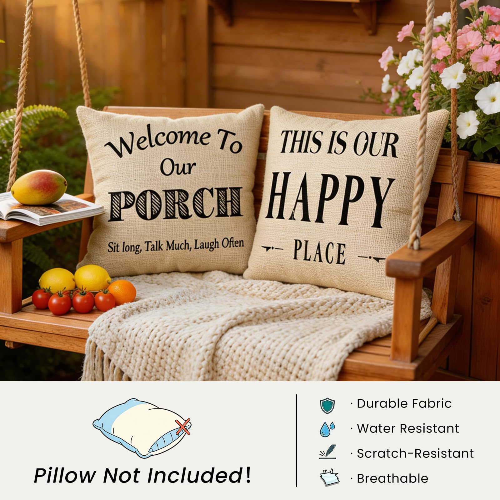 JOJOGOGO waterproof pillow cover for outdoor use, protects cushions during rain showers.