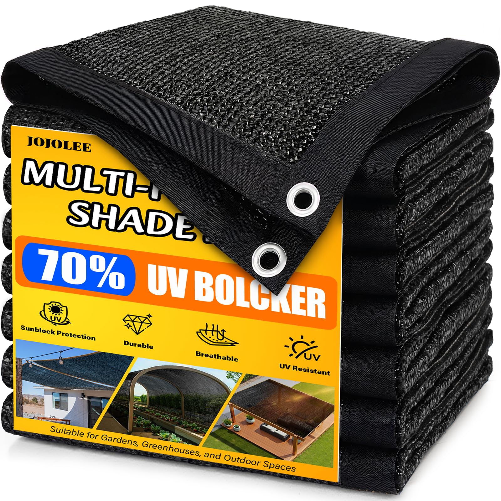 JOJOLEE 70% sun shade net over patio for cooler outdoor comfort