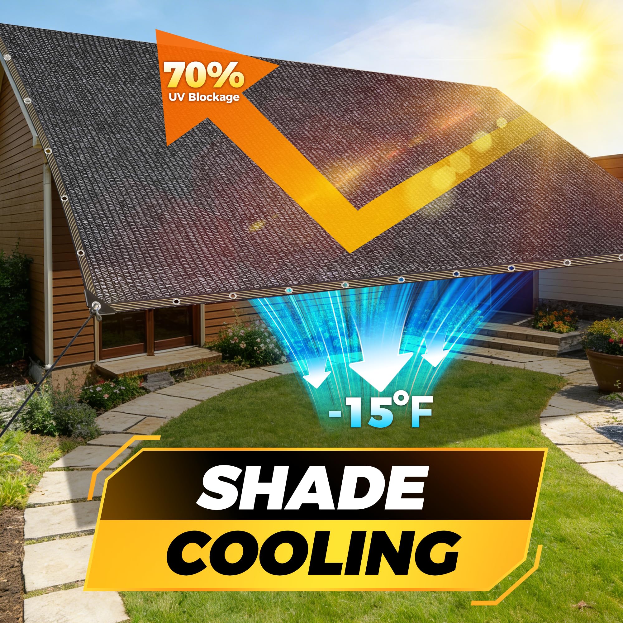 JOJOLEE 70% shade cloth for chicken coop keeps shade and ventilation