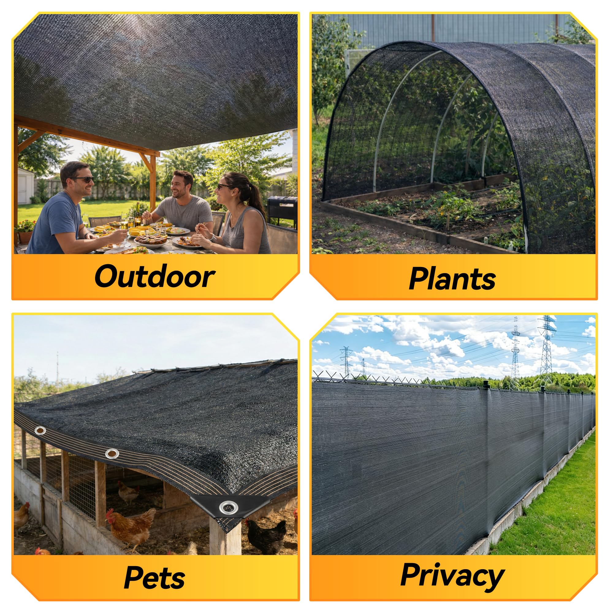 JOJOLEE 70% shade cloth over greenhouse allows airflow while blocking intense sun