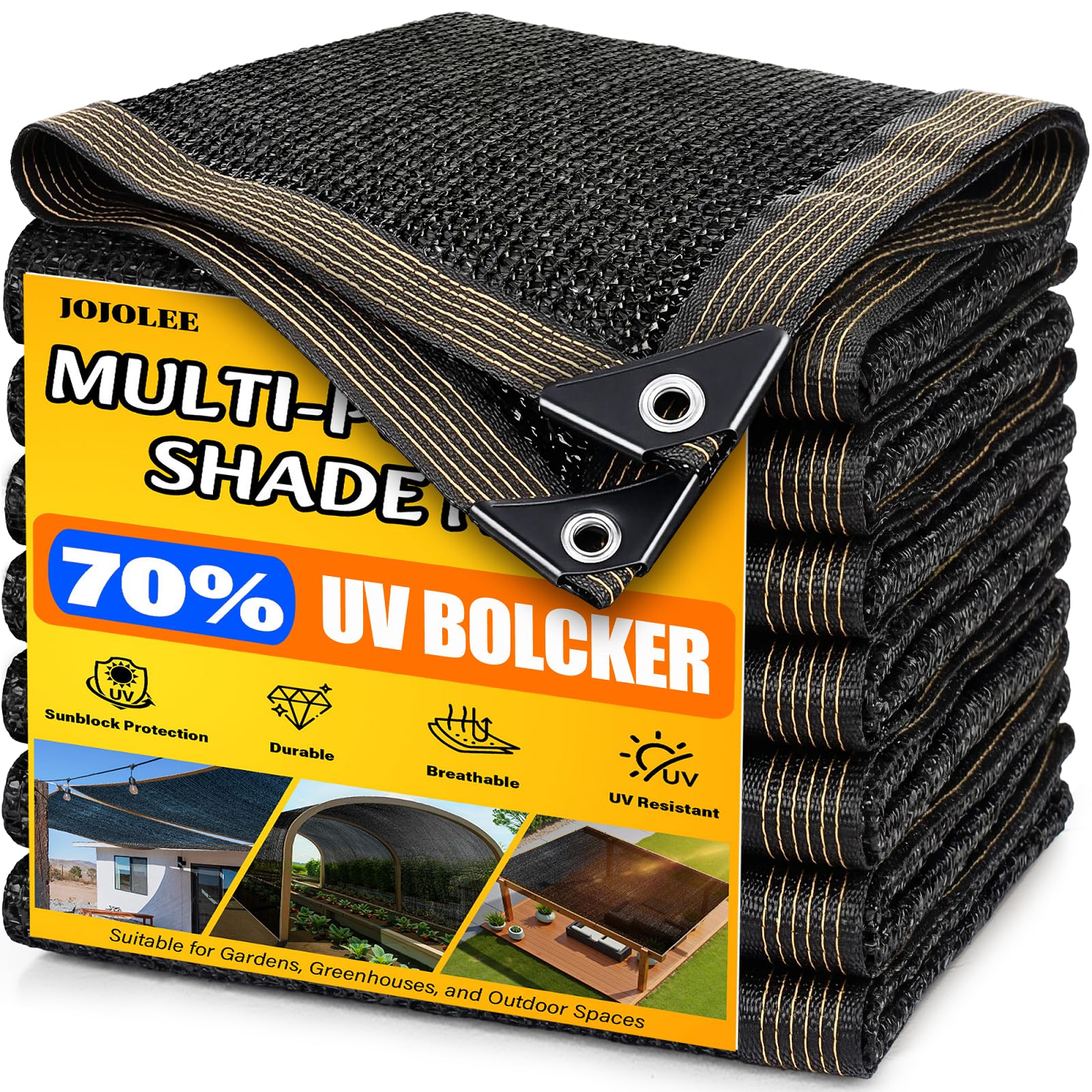 JOJOLEE 70% shade cloth on patio provides cooling shade for outdoor seating