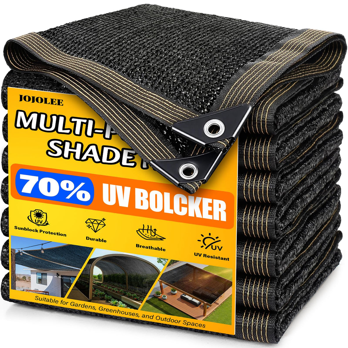 JOJOLEE 70% shade cloth on patio provides cooling shade for outdoor seating