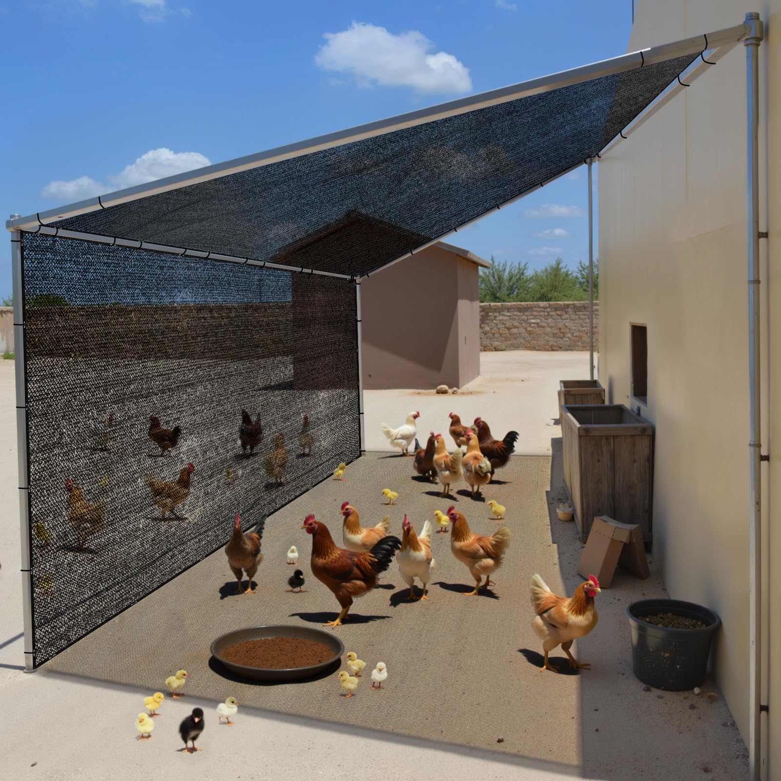 JOJOLEE 70% shade cloth on pergola reduces glare and heat