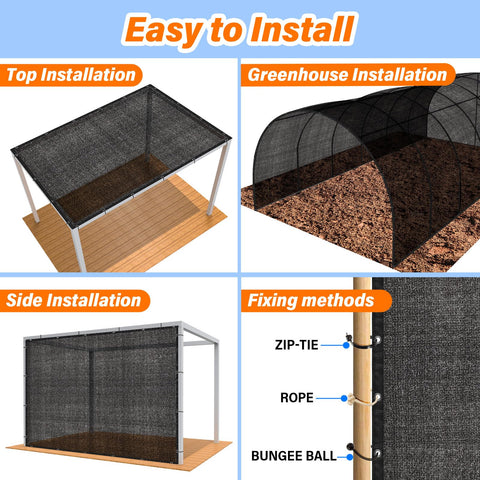 Patio scene with JOJOLEE shade net lowering heat and sun exposure