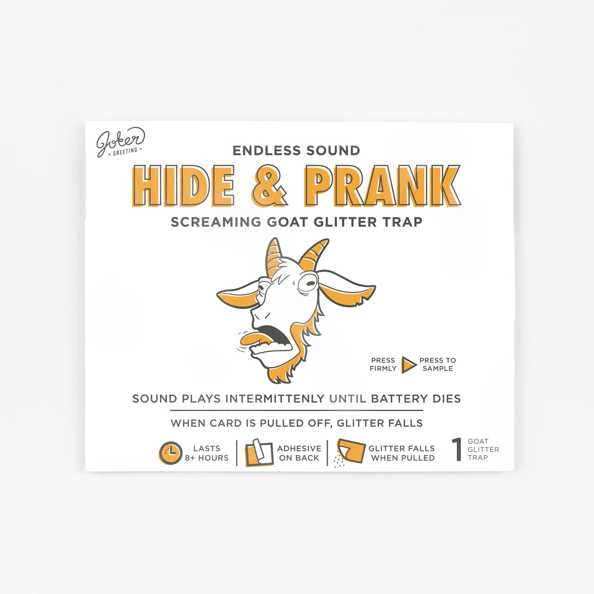 Joker Greeting Hide and Prank Goat Glitter Trap on a desk ready for a playful prank