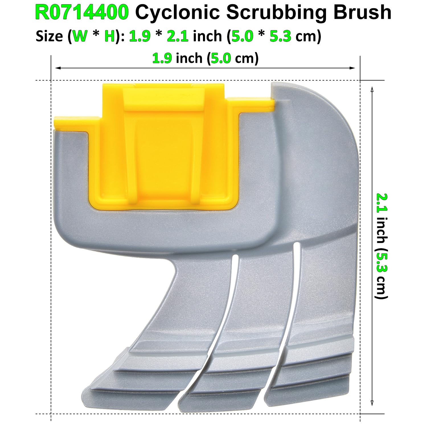 Jolaxy cyclonic scrubber head close-up shows durable rubber and plastic.