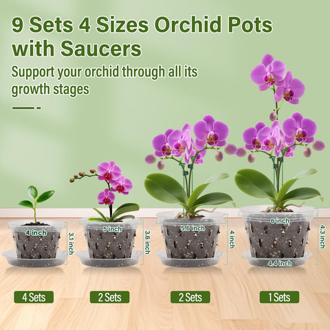 Jollidecor orchid pots 5-inch with clear walls for root observation