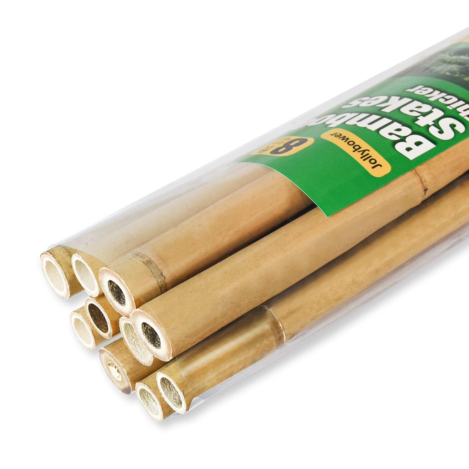 Jollybower bamboo stakes 8ft pack provides sturdy garden support.