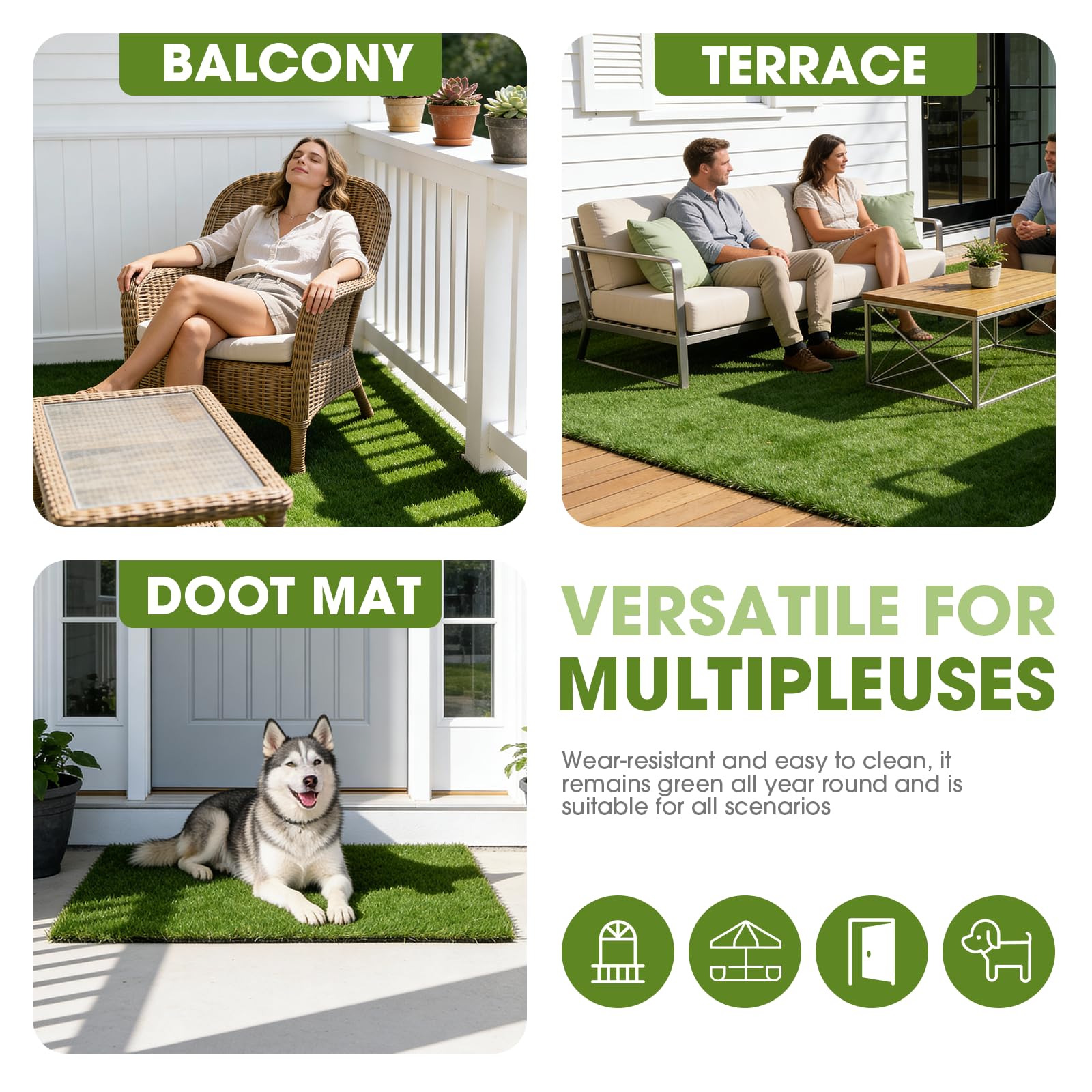 JOLLYDAY artificial grass dense thatch look enhances realism.