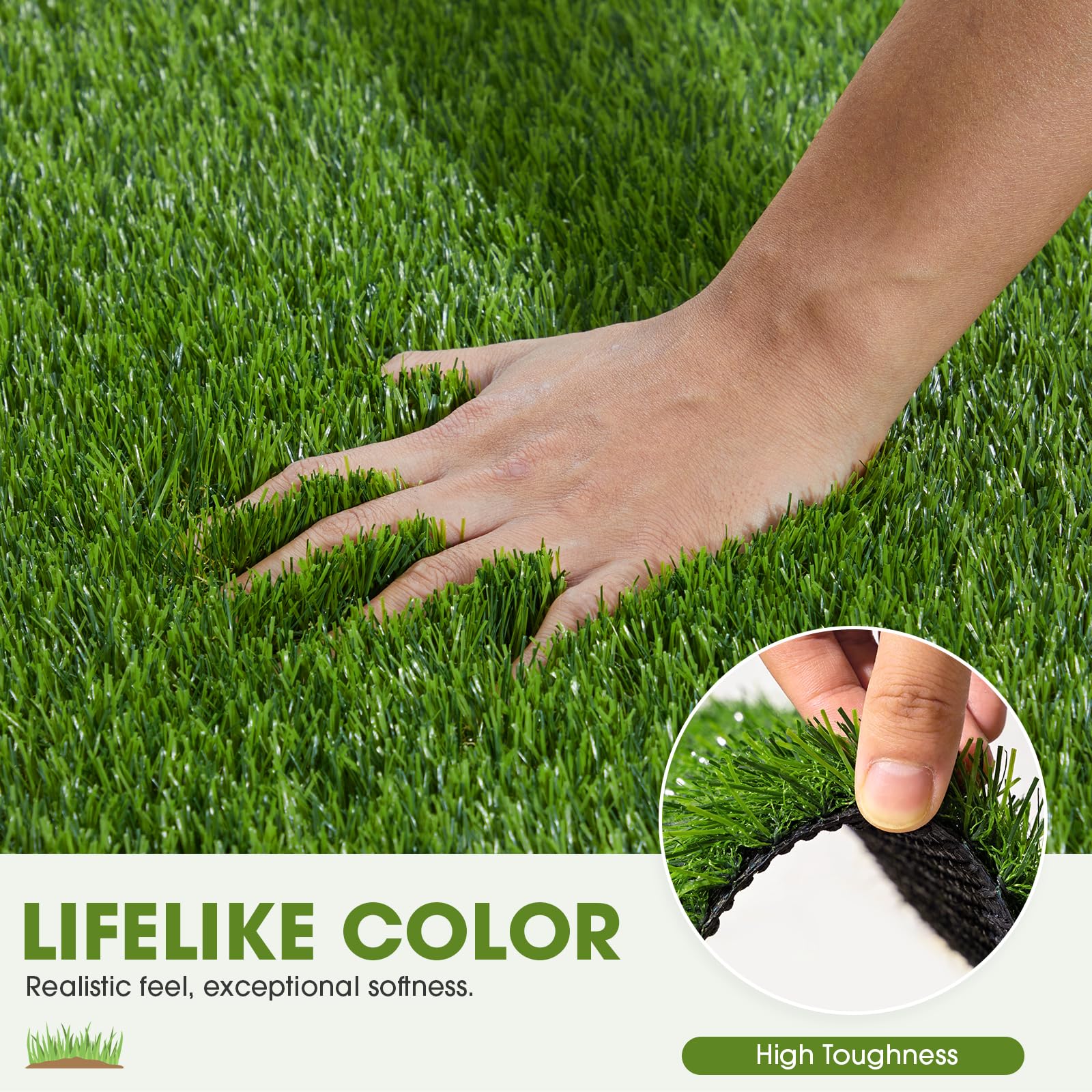 JOLLYDAY artificial grass patio garden setup adding year-round greenery.
