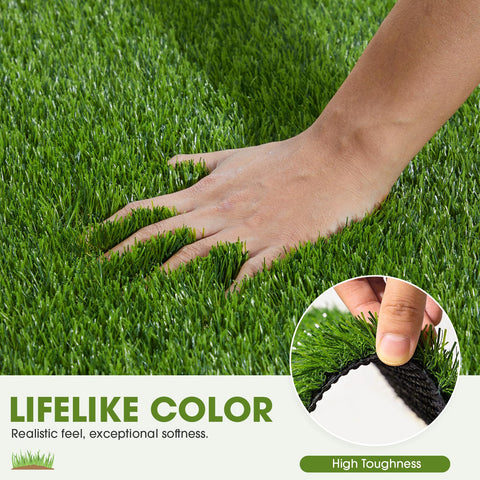 JOLLYDAY artificial grass patio garden setup adding year-round greenery.