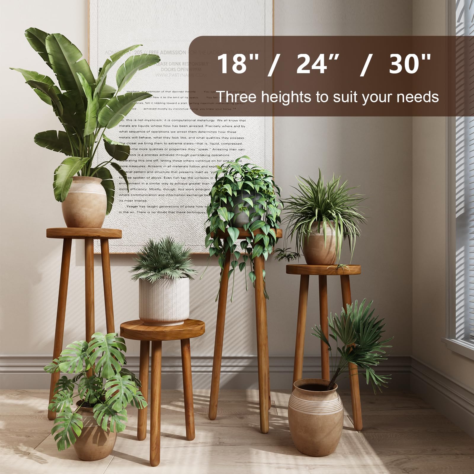 JOLLYMER round plant stand with plant demonstrating versatile display option