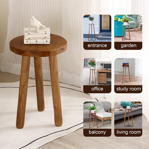 JOLLYMER teak stand with lamp for cozy bedside setup