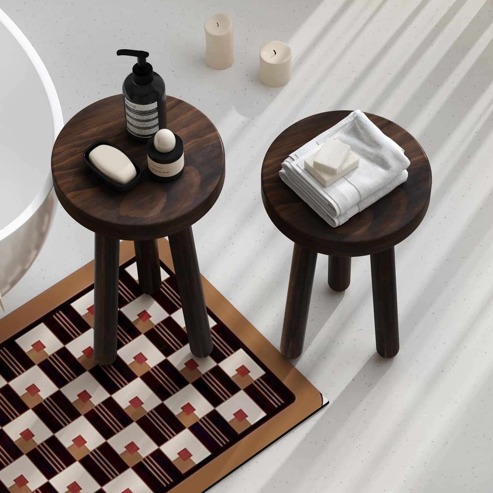 JOLLYMER wood plant stand 12-inch top fits compact corners with style.