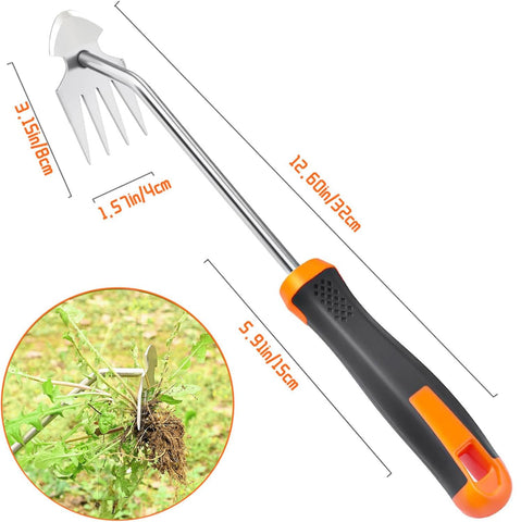 JOMISLI four-tine head removes deep-root weeds efficiently for cleaner garden beds