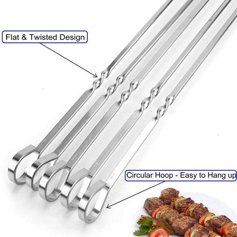 JOMVERL reusable stainless steel skewers reduce waste compared to wooden sticks.