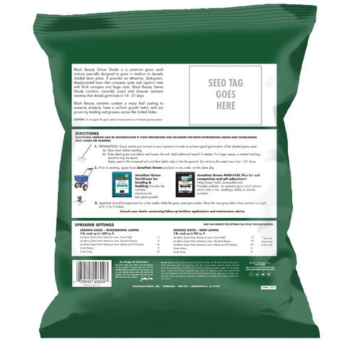 Jonathan Green Black Beauty Dense Shade Seed promotes dense, lush turf in shade.