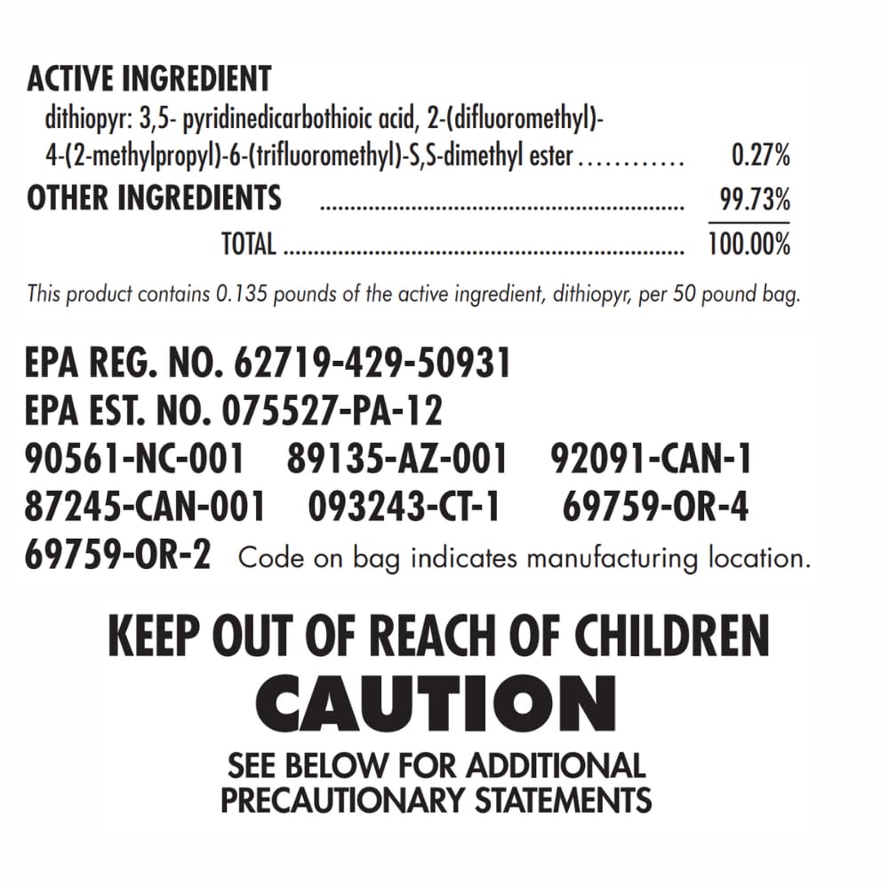 Label and packaging detail the crabgrass prevention features.