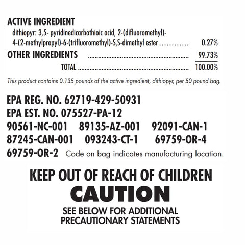 Label and packaging detail the crabgrass prevention features.