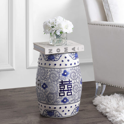 Jonathan Y blue-white chinoiserie glaze highlights timeless garden elegance.