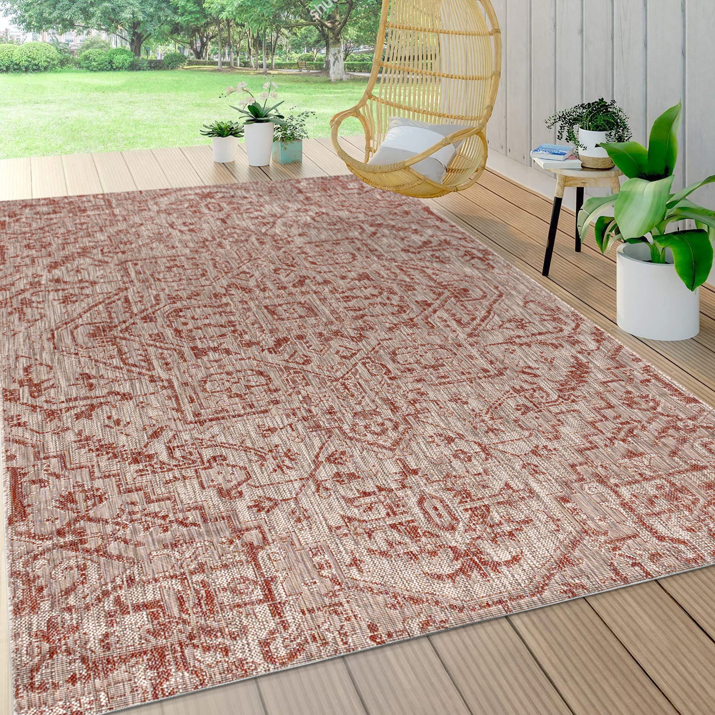 JONATHAN Y Boho Medallion in red-taupe tones enhances any porch or patio.
