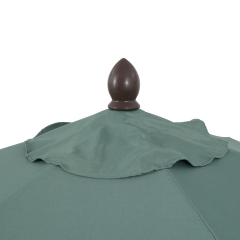 Jonathan Y Collins umbrella provides shade for two lounge chairs.