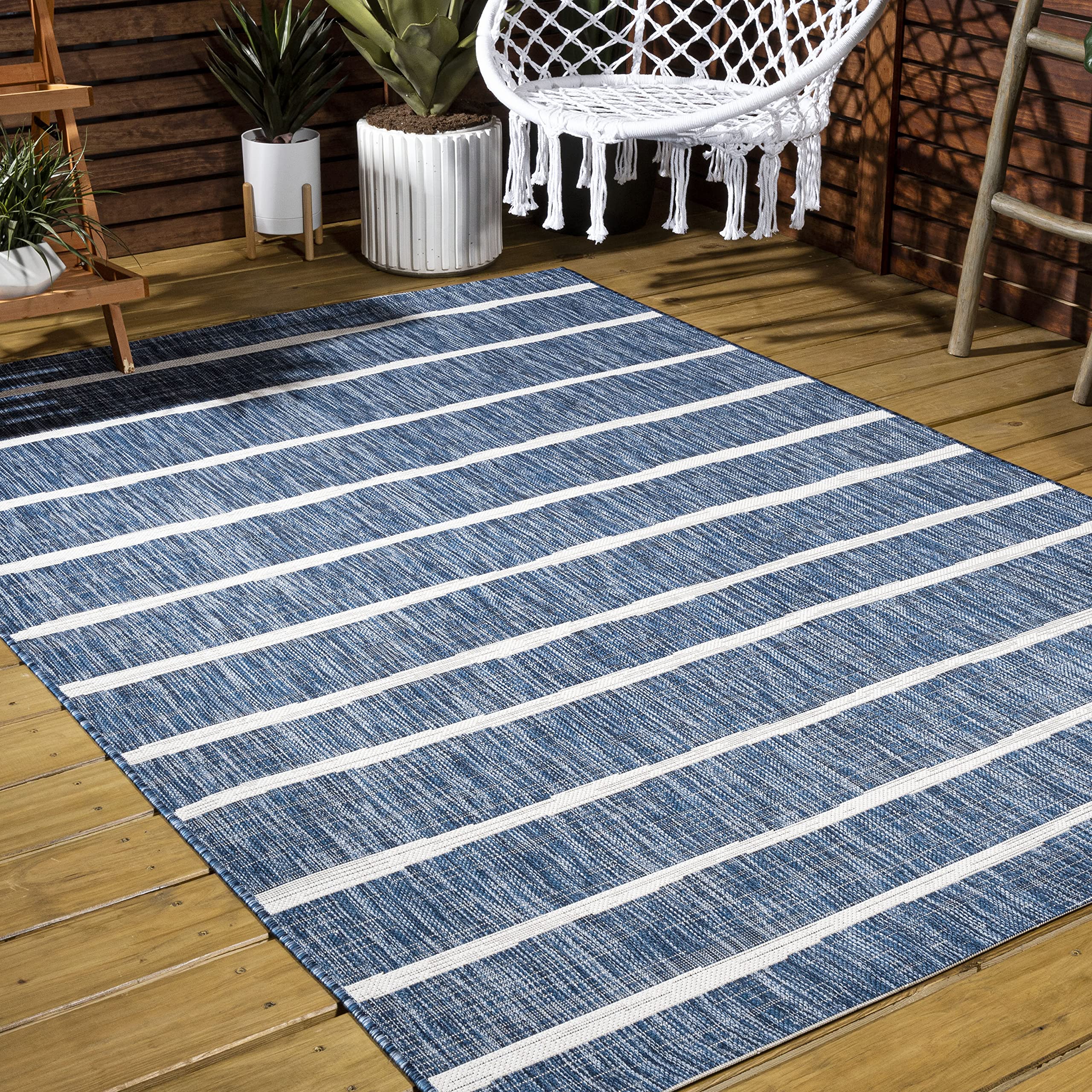 Jonathan Y Berber Stripe Rug easy to clean with mild soap and hose rinse