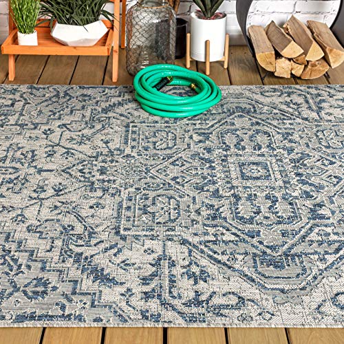 Jonathan Y Estrella weave rug product image highlights machine-woven stability.
