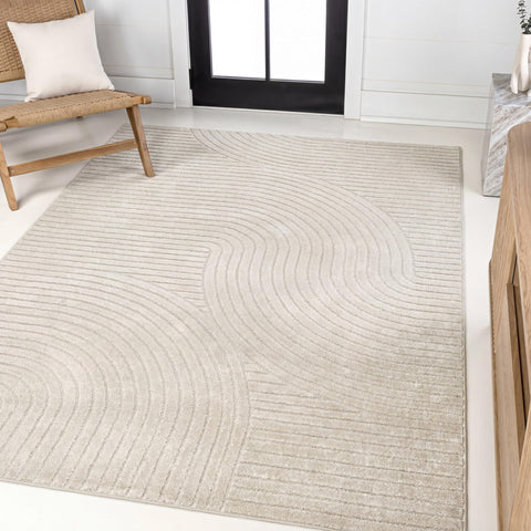 Jonathan Y Hallie rug in ivory-cream high-low curve for modern living spaces