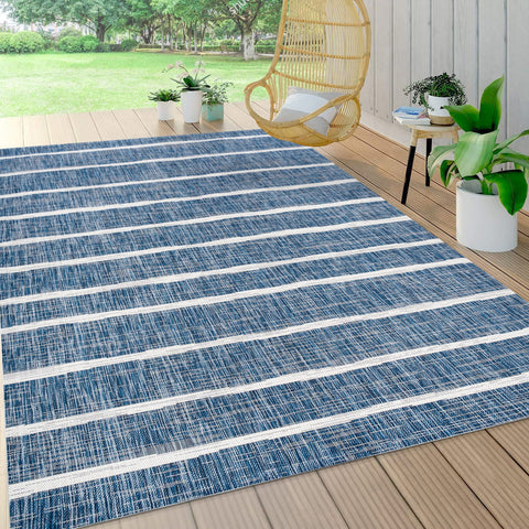 Jonathan Y Berber Stripe Rug features durable low pile for high traffic areas