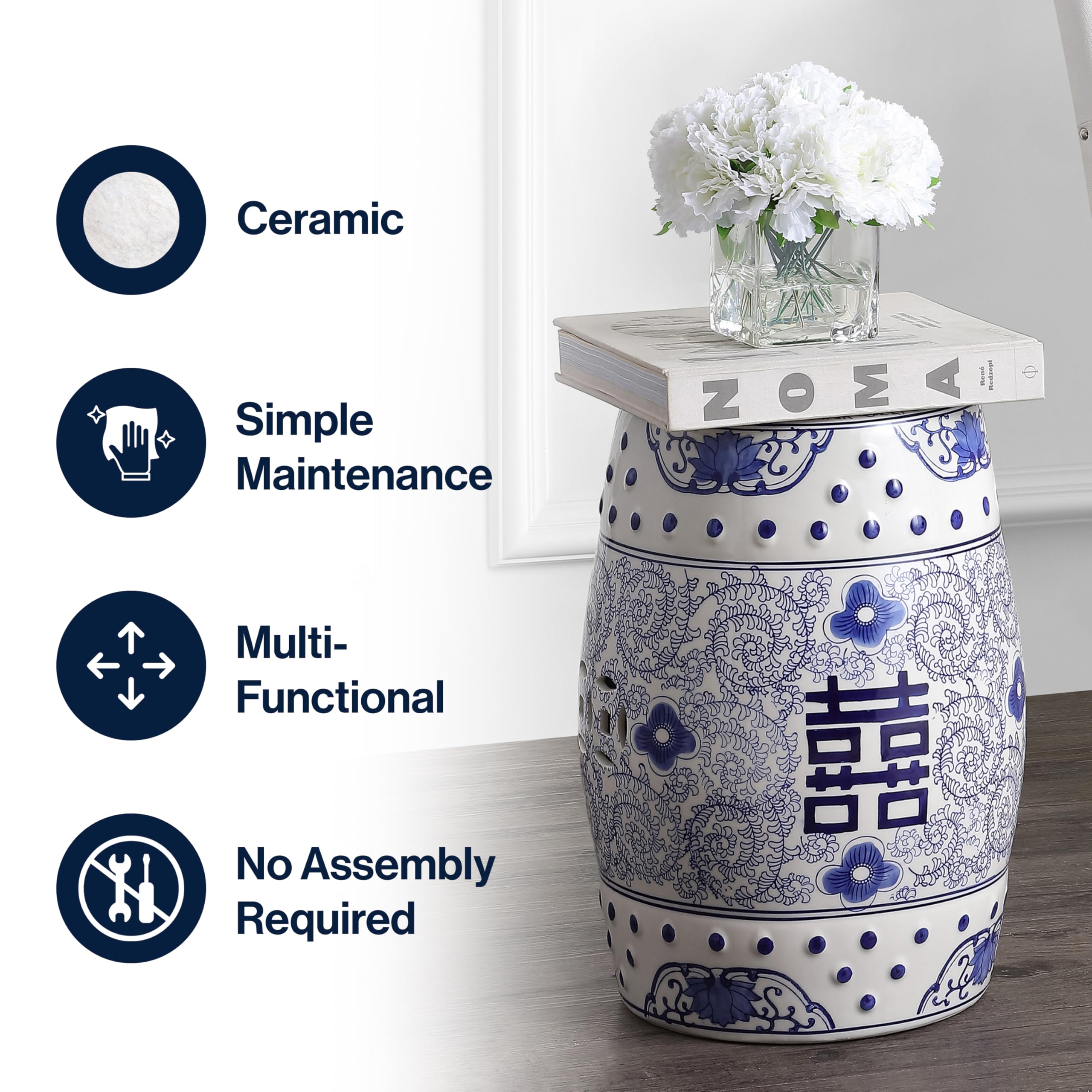 Jonathan Y plant stand accents decor while supporting lightweight pots.
