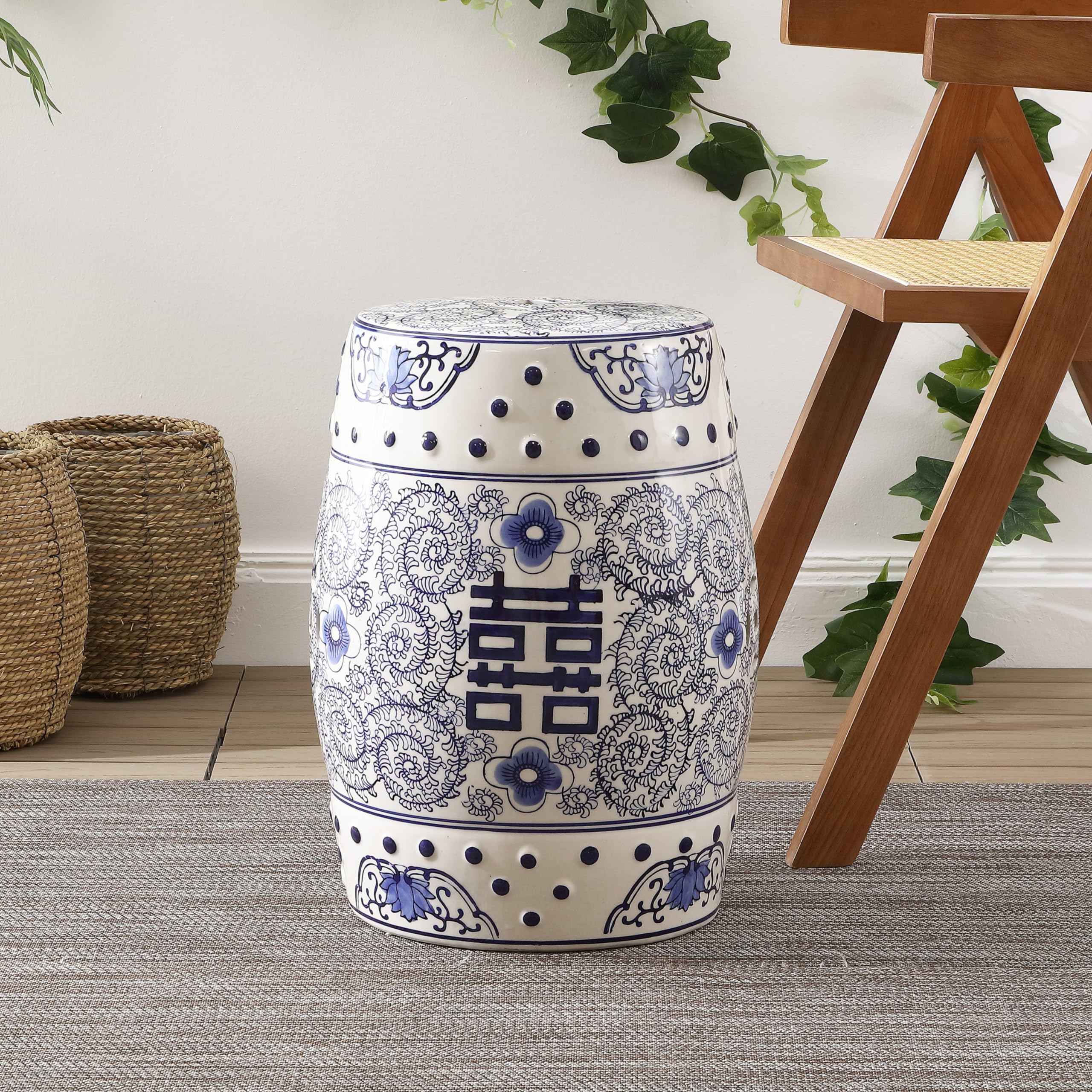 Jonathan Y ceramic glaze finish resists weather and wear in patios.
