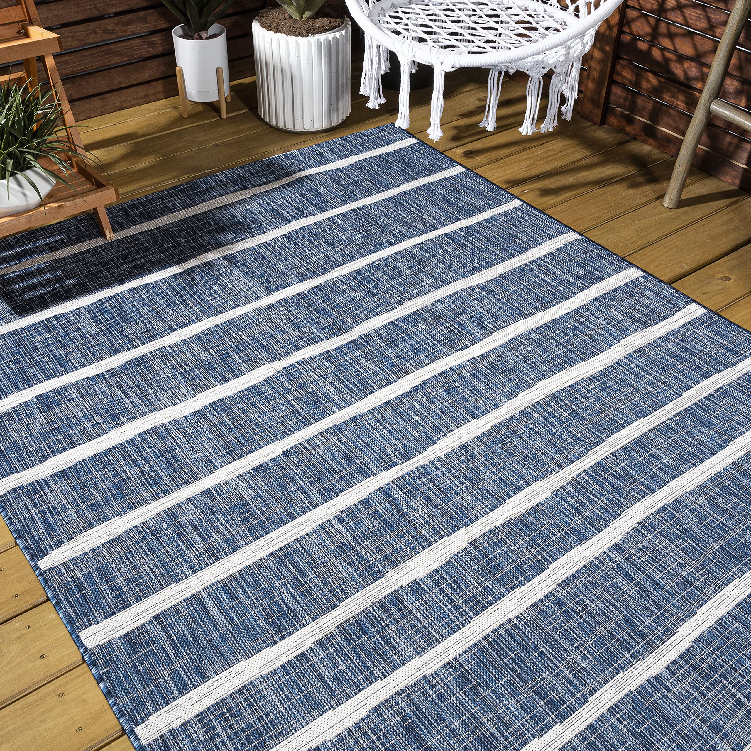 Jonathan Y Berber Stripe Rug is stain resistant and pet friendly for spills