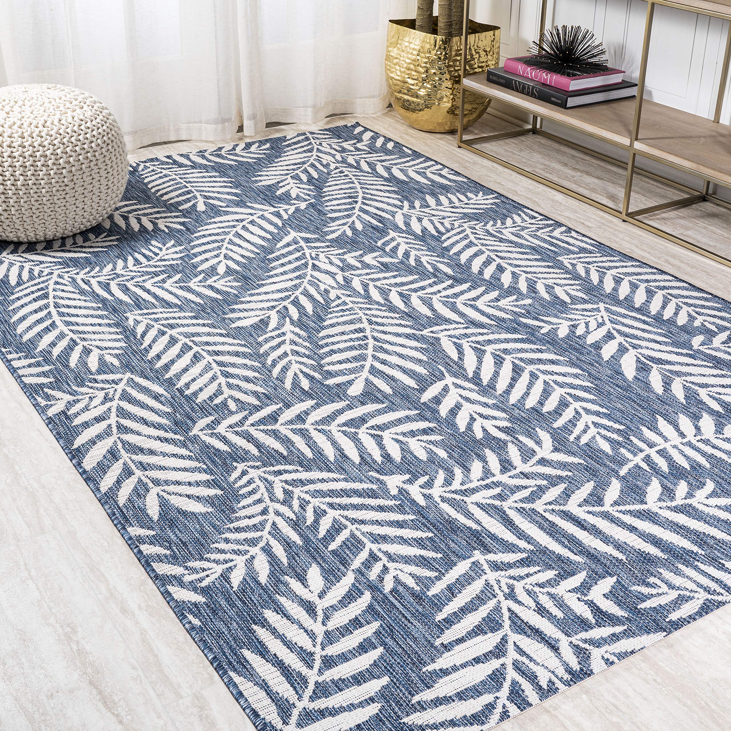 Jonathan Y palm frond textile with flat-weave; sturdy and pet-friendly for busy households.