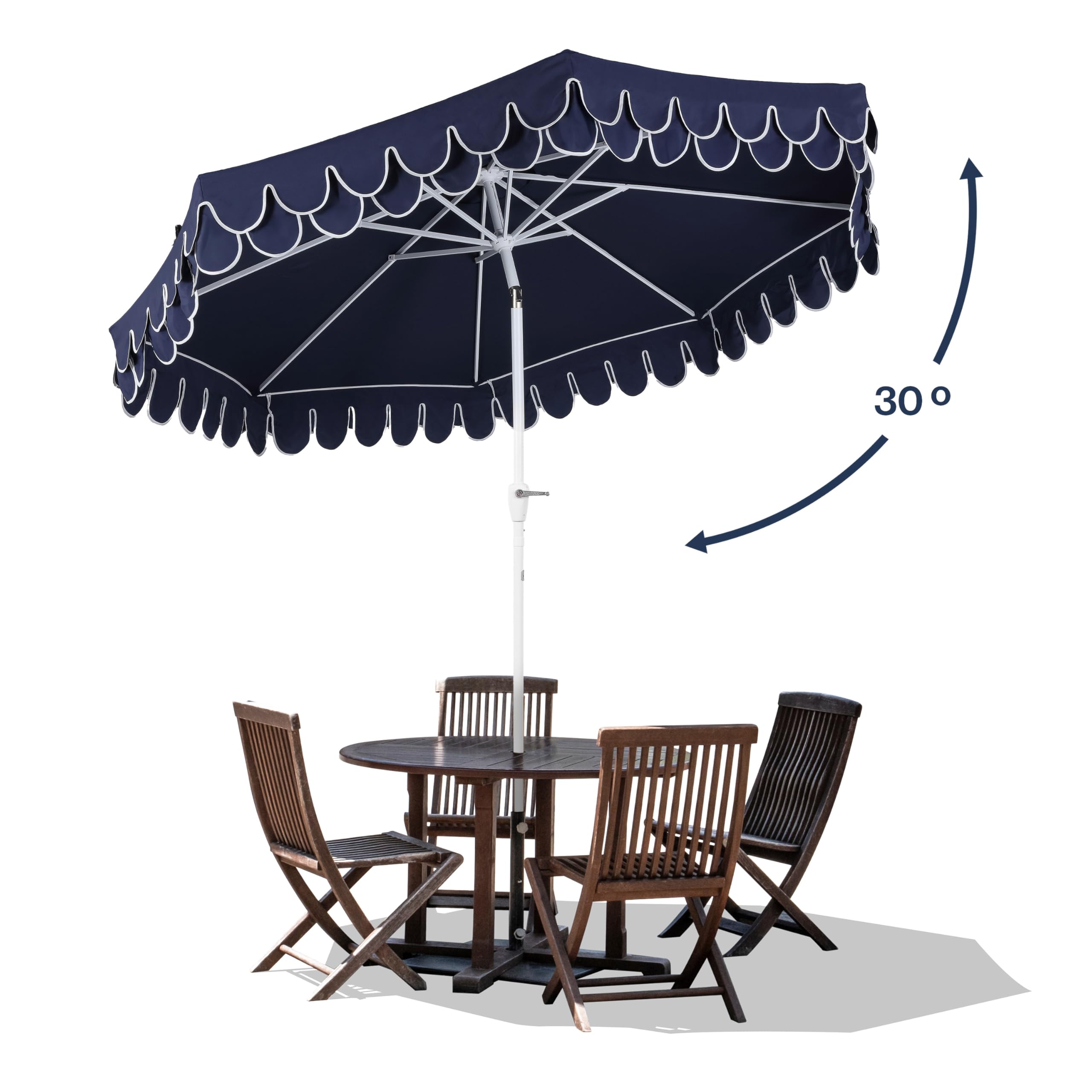 Jonathan Y Tracy navy canvas edge adds mid-century charm.