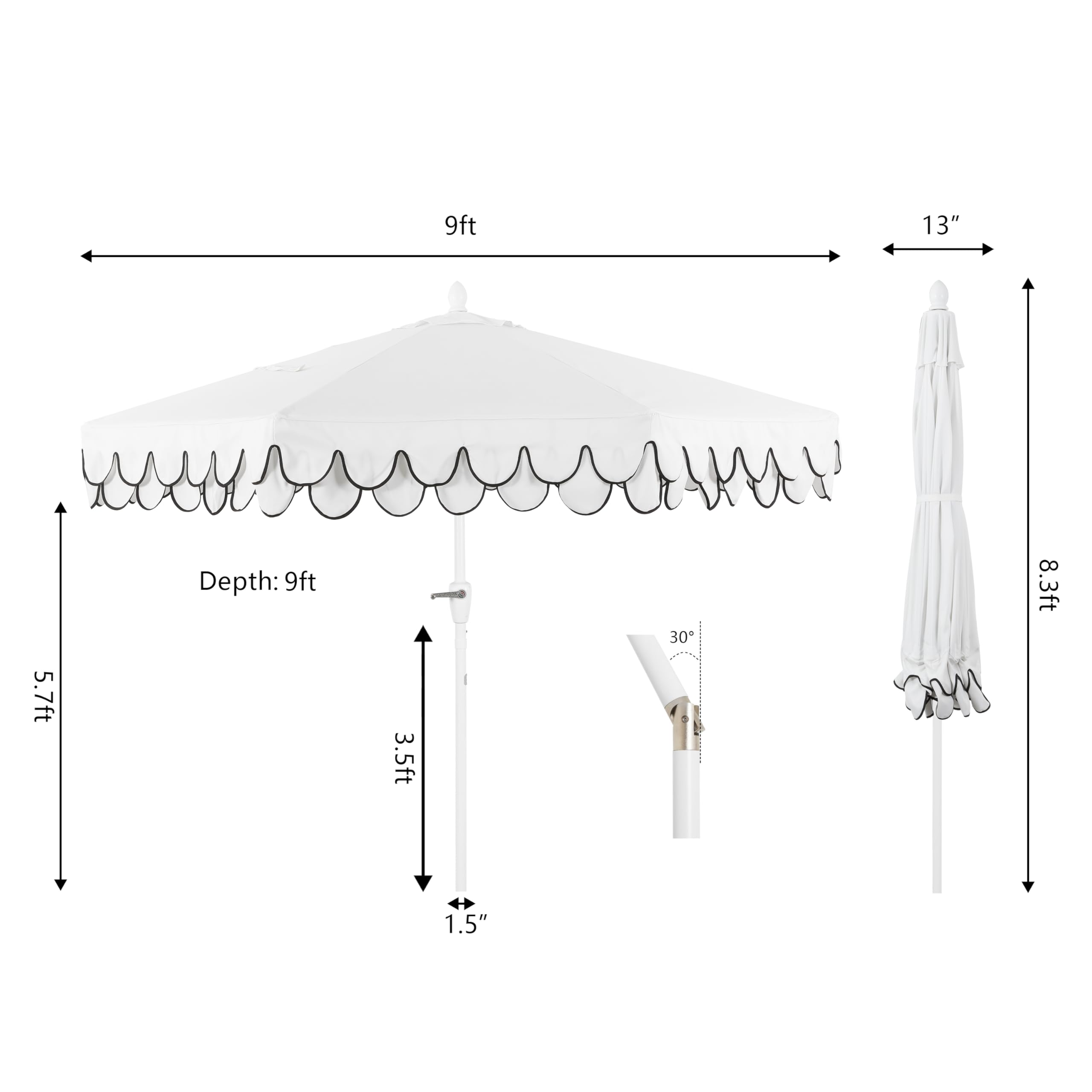 JONATHAN Y Tracy aluminum pole delivers durable weather-ready support.