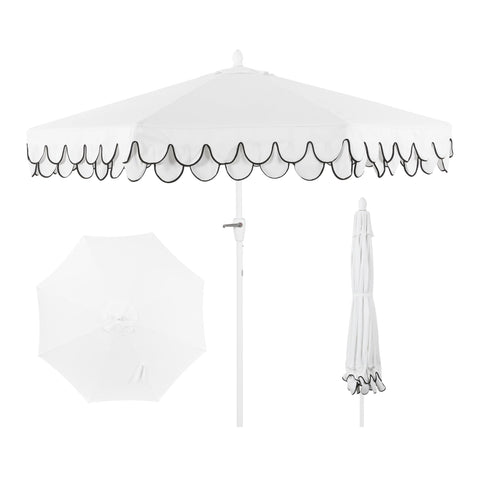 JONATHAN Y Tracy umbrella with double-scalloped edge shades stylish patio spaces.