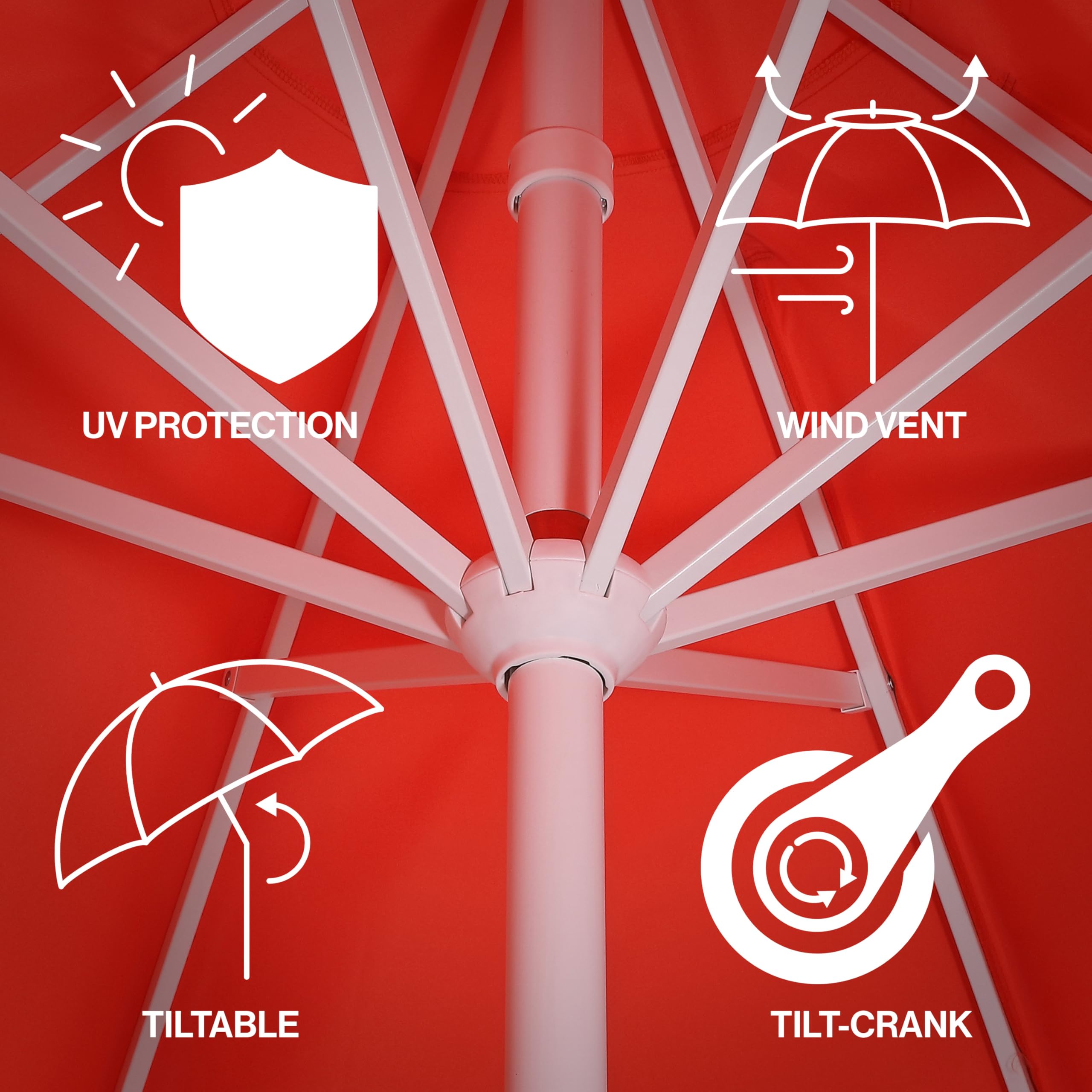 Jonathan Y Tracy white pole aluminum frame ensures durable outdoor shade